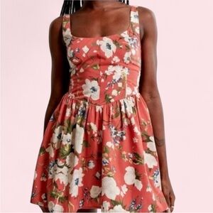 Abercrombie & Fitch Corset Floral Fit and Flare Romper Dress